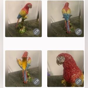 Crystal encrusted Parrot Bird metal jewelry trinket box